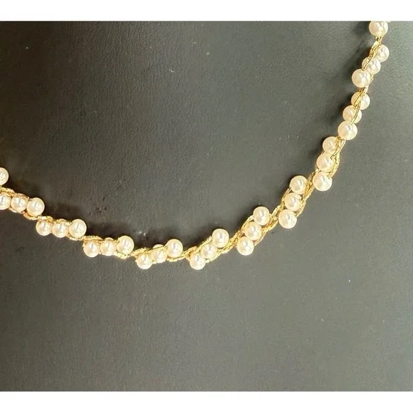 Vintage Napier Gold Tone Faux Pearl Necklace | Signed | Classic Elegance - Picture 6 of 6